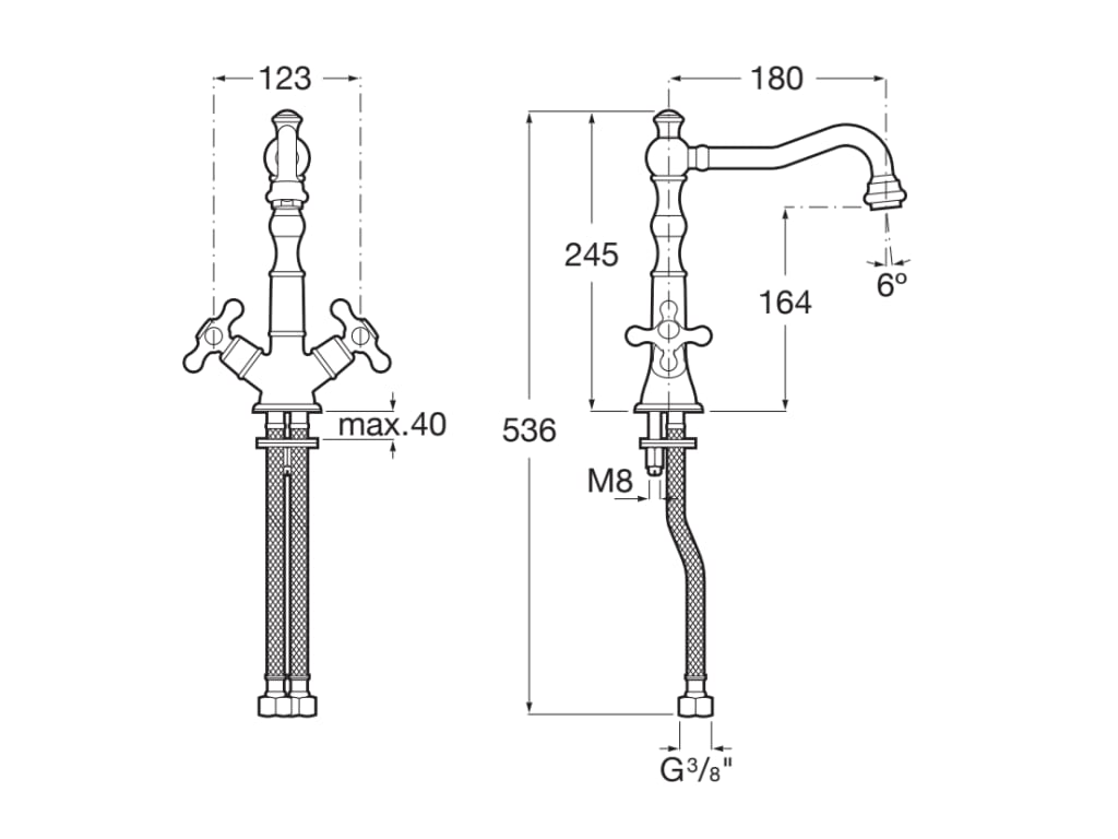 Robinet lavabo mural CARMEN Roca